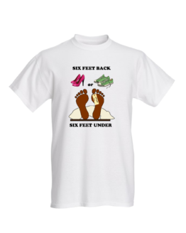 6 feet back black feet white shirt